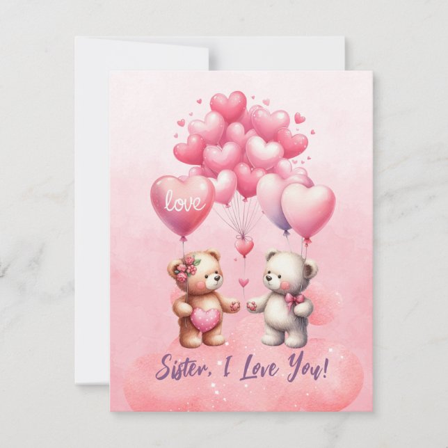 Cartes Pour Fêtes Annuelles Soeur, Je T'Aime Valentine (Devant)