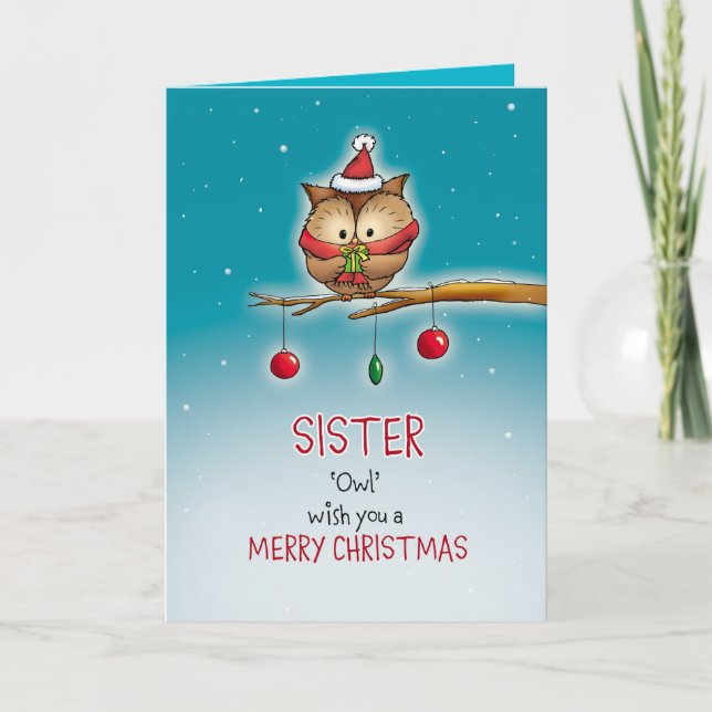 Cartes Pour Fêtes Annuelles Soeur, je vous souhaite un joyeux Noël (Devant)