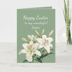 Cartes Pour Fêtes Annuelles Soeur Joyeux Pâques Blanches Fleurs Lys Pâques