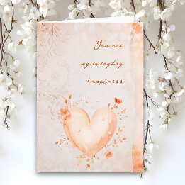 Cartes Pour Fêtes Annuelles Soft Blush Floral Heart with Vintage Scroll 