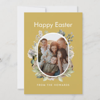 Cartes Pour Fêtes Annuelles Soft Botanical Watercolor Easter Nest Family Photo