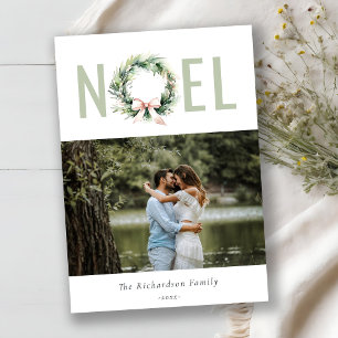 Cartes Pour Fêtes Annuelles Soft Noel Blush Green Christmas Werath Photo
