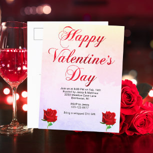 Cartes Pour Fêtes Annuelles Soft Pastel Heureuse Sainte-Valentin Red Roses Par