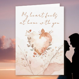 Cartes Pour Fêtes Annuelles Soft Watercolor Heart with Botanical Flourishes