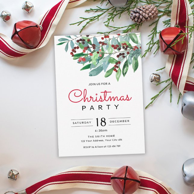 Cartes Pour Fêtes Annuelles Soirée de Noël dans un cadre verdoyant (Créateur téléchargé)