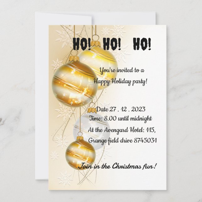 Cartes Pour Fêtes Annuelles Soirée de Noël Enchantant : Votre (Devant)