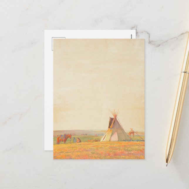 Cartes Pour Fêtes Annuelles Soirée des Prairies par Maynard Dixon (Devant/Arrière en situation)