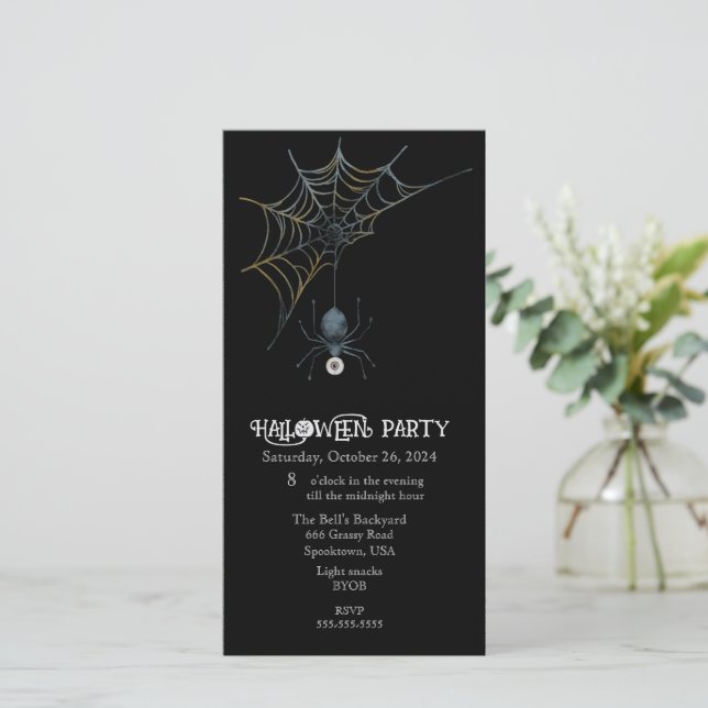 Cartes Pour Fêtes Annuelles Soirée d'Halloween araignée et toiles (Debout devant)