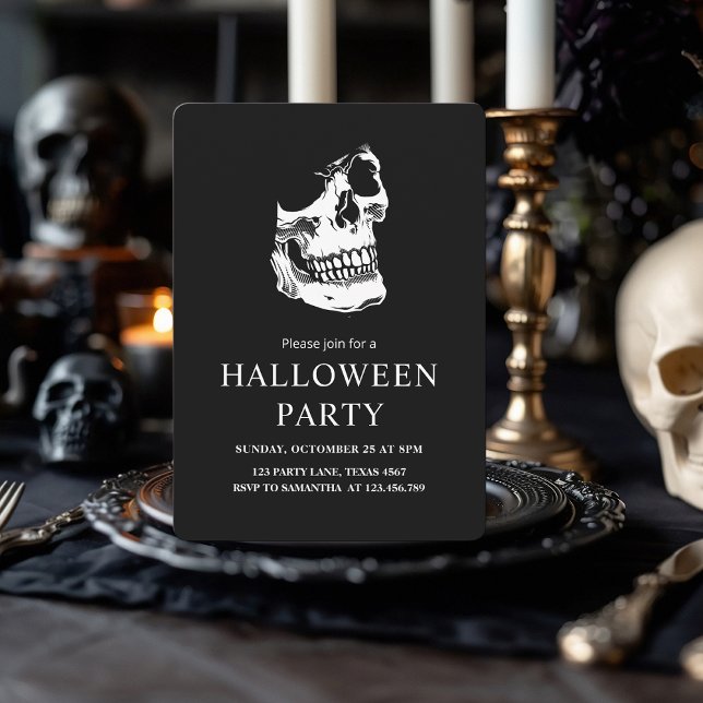 Cartes Pour Fêtes Annuelles Soirée d'Halloween noir et blanc (Créateur téléchargé)