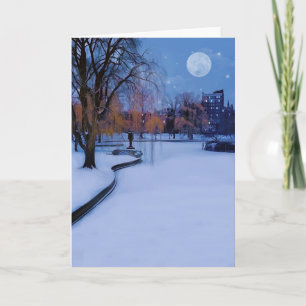 Cartes Pour Fêtes Annuelles Soirée d'hiver de Boston Commons Frozen Pond