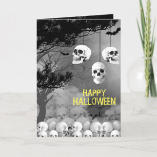 Cartes Pour Fêtes Annuelles Soirée Halloween squelette fétide nuit noire crâne