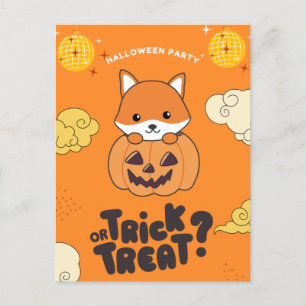 Cartes Pour Fêtes Annuelles Soirée Halloween Trick Or Treat Renard Citrouille
