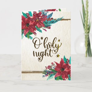 Cartes Pour Fêtes Annuelles Soirée Sainte, Noël Carol Red Poinsettia