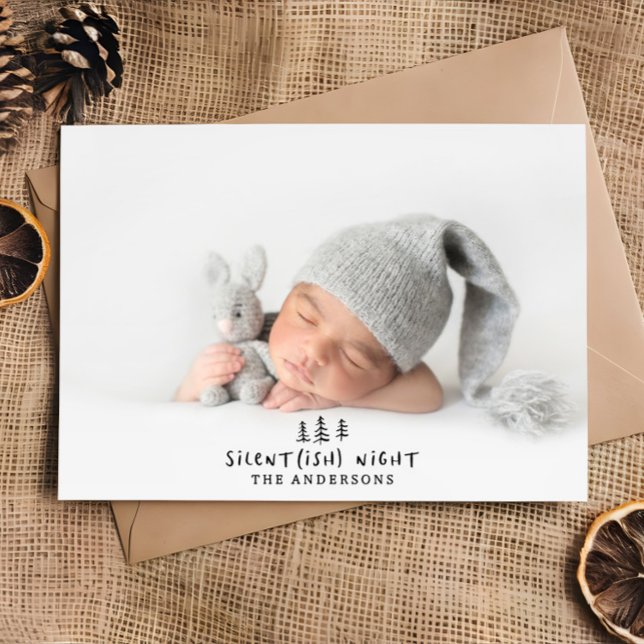 Cartes Pour Fêtes Annuelles Soirée silencieuse Noël élégante photo moderne (Créateur téléchargé)