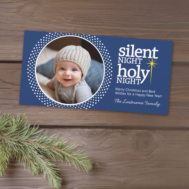 Cartes Pour Fêtes Annuelles Soirée silencieuse, Soirée Sainte Photo de Noël ch (A photo card with a Christmas theme. Add 1 photo and greeting. Download option available.)