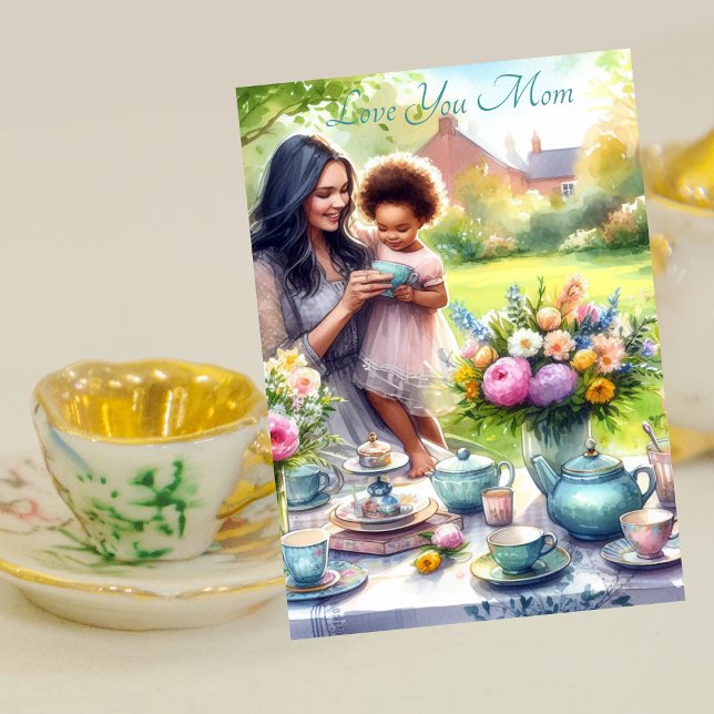 Cartes Pour Fêtes Annuelles Soirée thé avec maman Aquarelle Fête des mères (Créateur téléchargé)