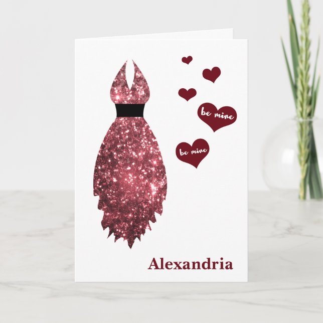 Cartes Pour Fêtes Annuelles Sois ma femme de chambre Rosée Parties scintillant (Devant)