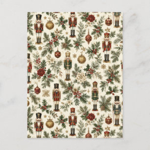 Cartes Pour Fêtes Annuelles Soldat Casse-Noisette de Noël Vintage Floral