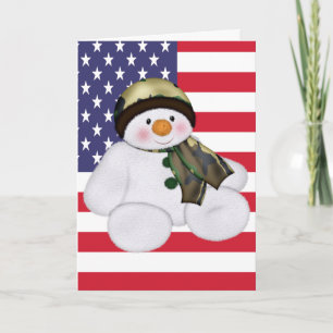 Cartes Pour Fêtes Annuelles Soldat de Noël américain Snowman