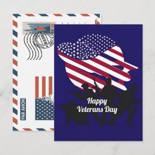 Cartes Pour Fêtes Annuelles Soldat patriotique tenant le drapeau américain Car