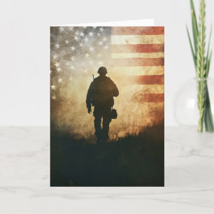 Cartes Pour Fêtes Annuelles Soldat vétéran du drapeau américain