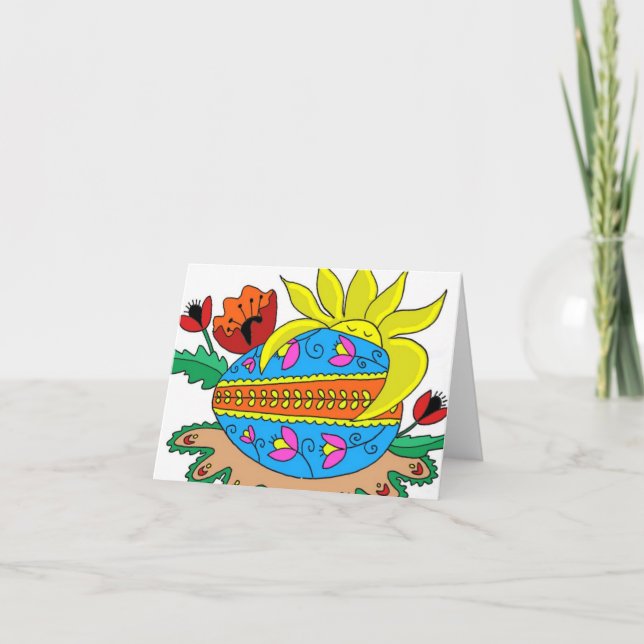 Cartes Pour Fêtes Annuelles Soleil de printemps et Pysanka (Devant)