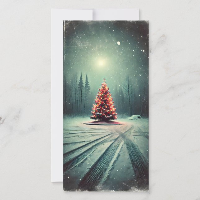 Cartes Pour Fêtes Annuelles Solely Bright Christmas Tree Dark Winter Night (Devant)