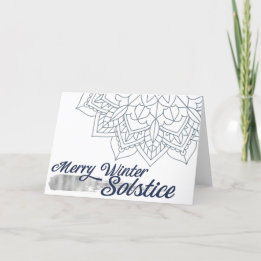 Cartes Pour Fêtes Annuelles Solstice de neige Mandala Blue Silver