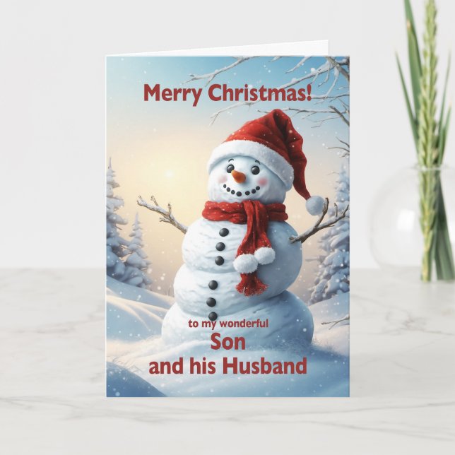 Cartes Pour Fêtes Annuelles Son fils et son mari Noël Snowman (Devant)