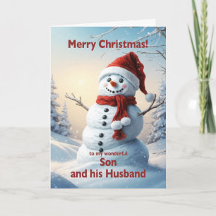 Cartes Pour Fêtes Annuelles Son fils et son mari Noël Snowman