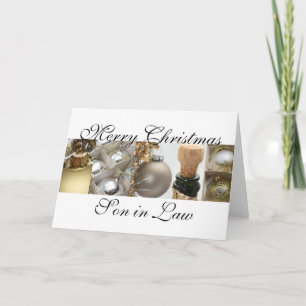 Cartes Pour Fêtes Annuelles Son in Law joyeux Noël or sur Noël blanc