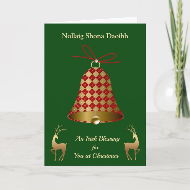 Cartes Pour Fêtes Annuelles Sonnette de Noël à motifs tatan, rennes irlandais (Devant)