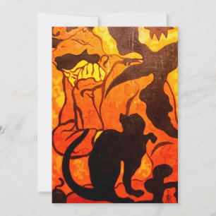 Cartes Pour Fêtes Annuelles Sorcière d'Halloween avec un chat noir