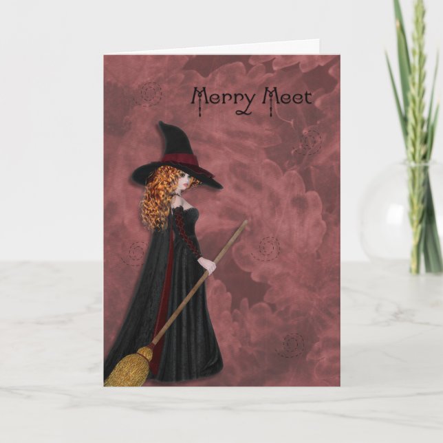 Cartes Pour Fêtes Annuelles Sorcière Joyeuse rencontre (Devant)