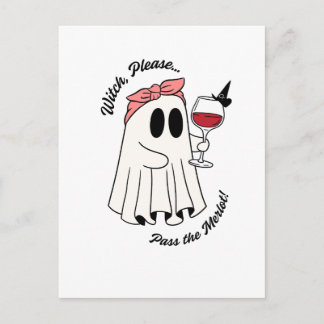 Cartes Pour Fêtes Annuelles Sorcière, s'il vous plaît, passez le Merlot Funny 