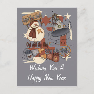 Cartes Pour Fêtes Annuelles Sortez avec l'ancien Apportez dans le nouveau