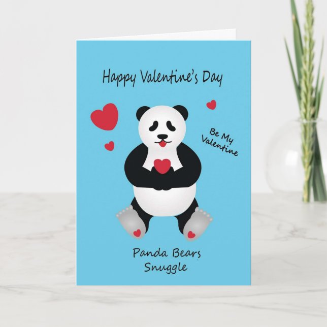 Cartes Pour Fêtes Annuelles Souhait de la Saint-Valentin de l'ours panda pour (Devant)