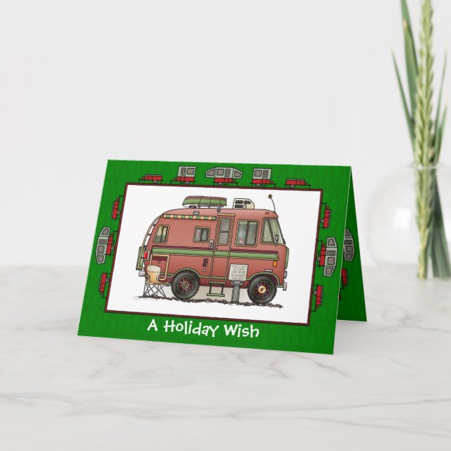 Cartes Pour Fêtes Annuelles Souhait de vacances du campeur rv de Travco (Devant)