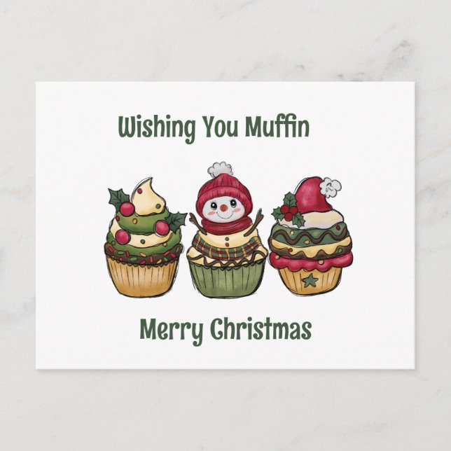 Cartes Pour Fêtes Annuelles souhaitant muffin Joyeux Noël (Devant)