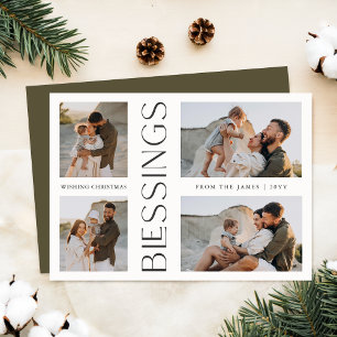 Cartes Pour Fêtes Annuelles Souhaiter Noël Bénédictions Quatre Photo