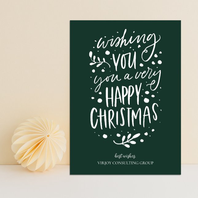 Cartes Pour Fêtes Annuelles Souhaitez-vous Joyeux Noël Green Script Business (Créateur téléchargé)