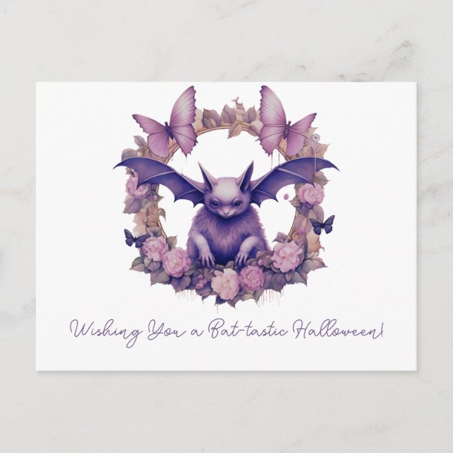 Cartes Pour Fêtes Annuelles Souhaitez-vous une Halloween à la chauve-souris (Devant)