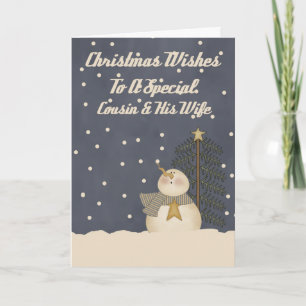 Cartes Pour Fêtes Annuelles Souhaits De Noël À Un Cousin & Femme Spécial