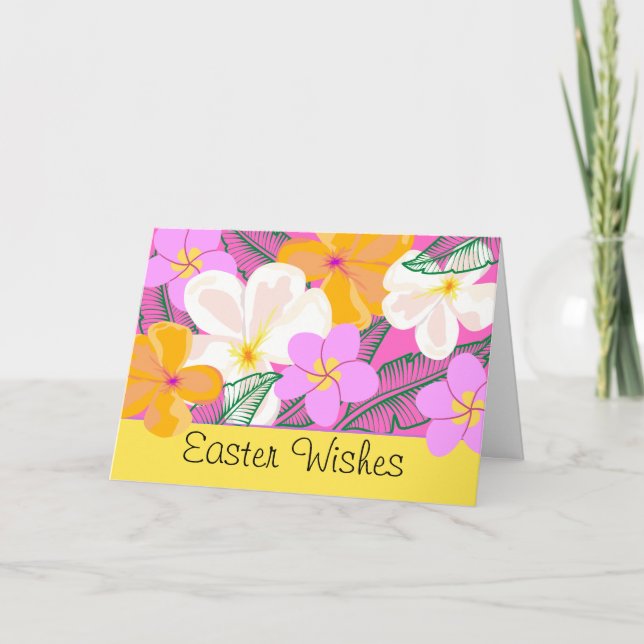 Cartes Pour Fêtes Annuelles Souhaits de Pâques aux fleurs tropicales (Devant)