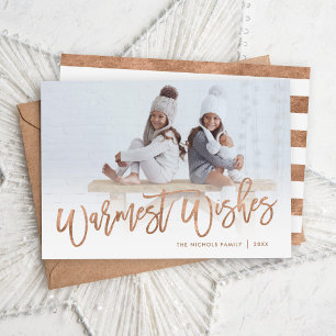Cartes Pour Fêtes Annuelles Souhaits les plus chauds Rose Gold Script