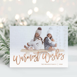 Cartes Pour Fêtes Annuelles Souhaits les plus chauds Rose Gold Script