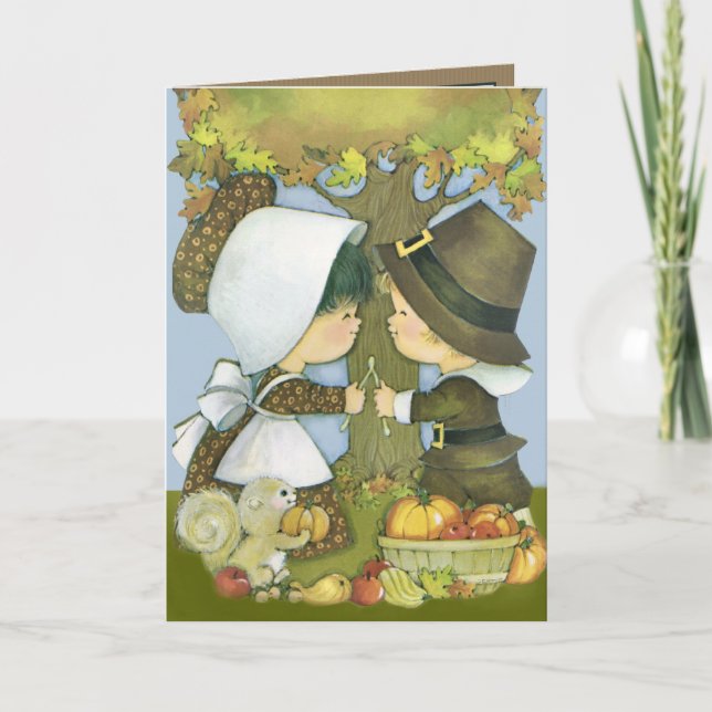 Cartes Pour Fêtes Annuelles Souhaits mignons de pèlerin de thanksgiving (Devant)