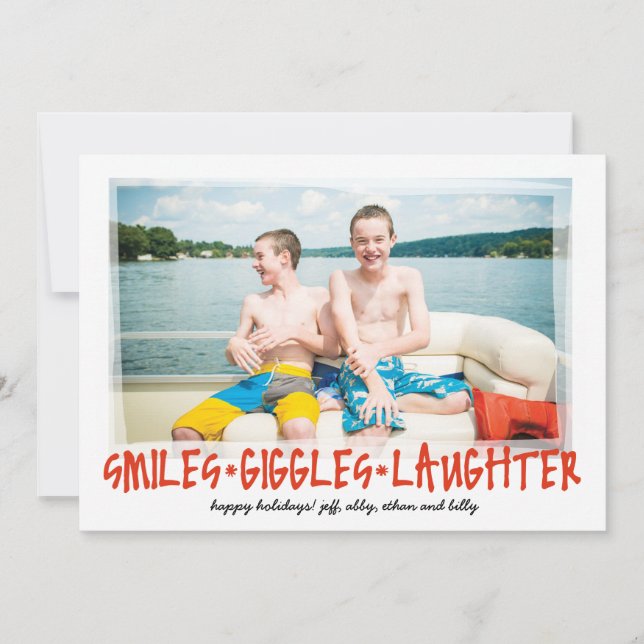 Cartes Pour Fêtes Annuelles Sourires * Giggles * Rires avec photo arrière (Devant)