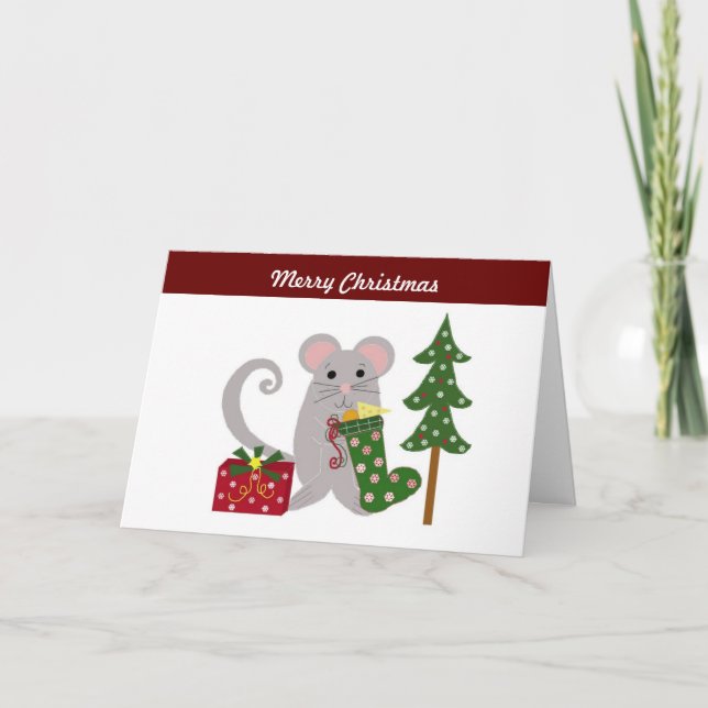 Cartes Pour Fêtes Annuelles Souris de Noël (Devant)