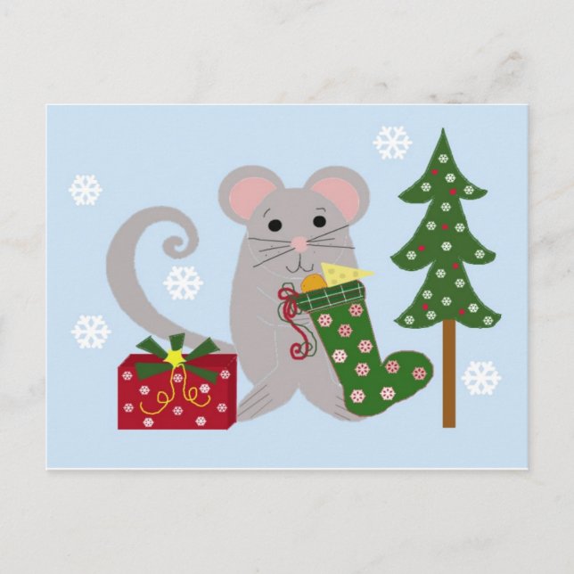 Cartes Pour Fêtes Annuelles Souris de Noël (Devant)